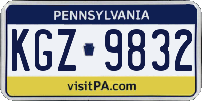 PA license plate KGZ9832