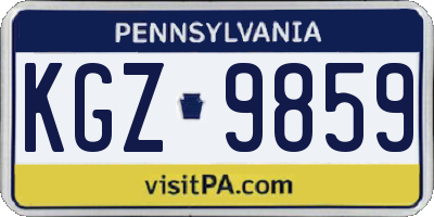 PA license plate KGZ9859