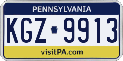 PA license plate KGZ9913