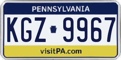 PA license plate KGZ9967