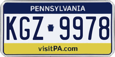 PA license plate KGZ9978
