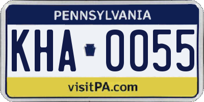 PA license plate KHA0055