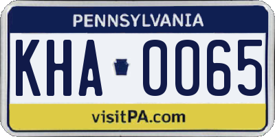PA license plate KHA0065