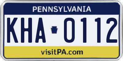 PA license plate KHA0112