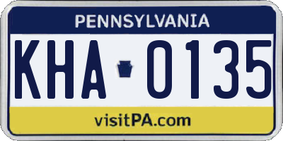 PA license plate KHA0135