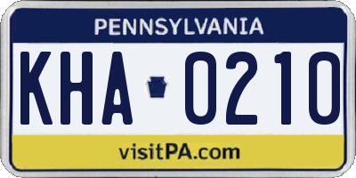 PA license plate KHA0210