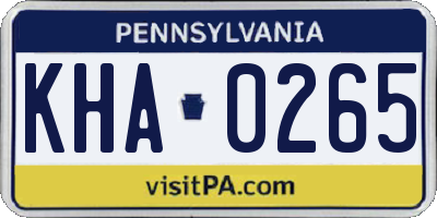 PA license plate KHA0265