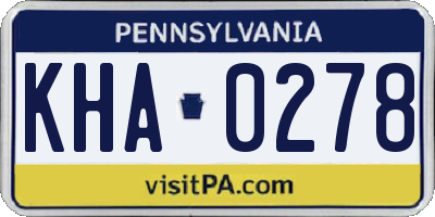 PA license plate KHA0278
