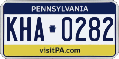 PA license plate KHA0282