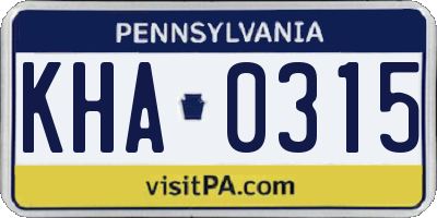 PA license plate KHA0315