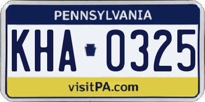 PA license plate KHA0325