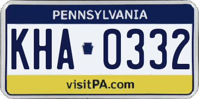 PA license plate KHA0332