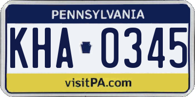 PA license plate KHA0345