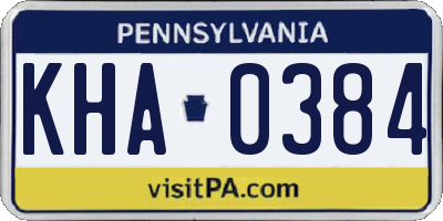 PA license plate KHA0384