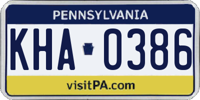 PA license plate KHA0386