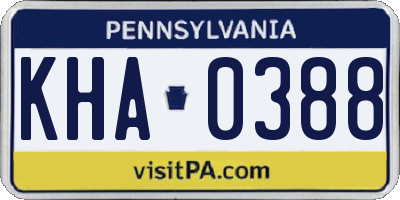 PA license plate KHA0388