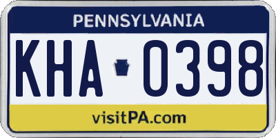 PA license plate KHA0398