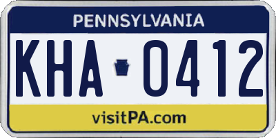 PA license plate KHA0412