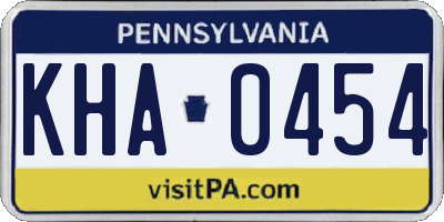 PA license plate KHA0454
