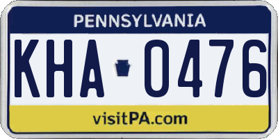 PA license plate KHA0476