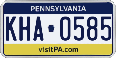 PA license plate KHA0585