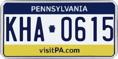 PA license plate KHA0615