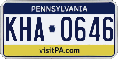 PA license plate KHA0646
