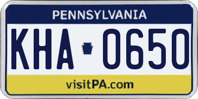 PA license plate KHA0650