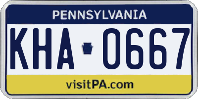 PA license plate KHA0667