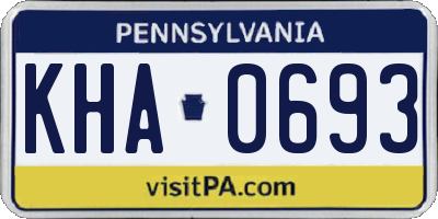 PA license plate KHA0693