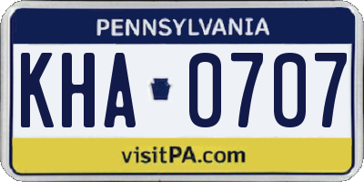 PA license plate KHA0707