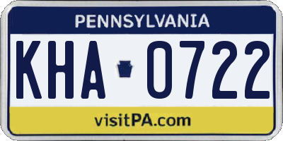 PA license plate KHA0722
