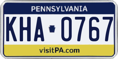 PA license plate KHA0767