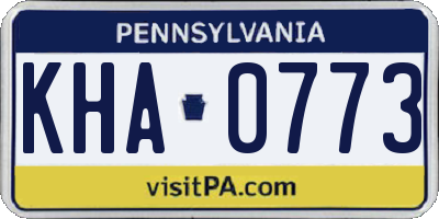 PA license plate KHA0773