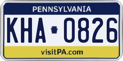 PA license plate KHA0826