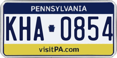 PA license plate KHA0854