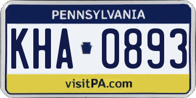 PA license plate KHA0893