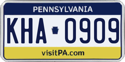 PA license plate KHA0909