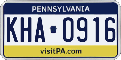 PA license plate KHA0916