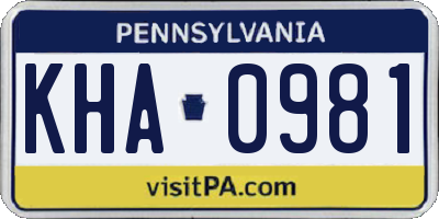 PA license plate KHA0981