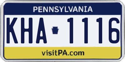 PA license plate KHA1116