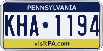 PA license plate KHA1194