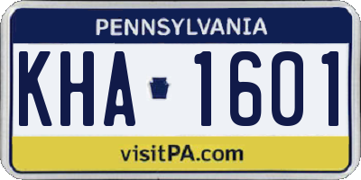 PA license plate KHA1601