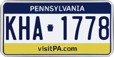 PA license plate KHA1778