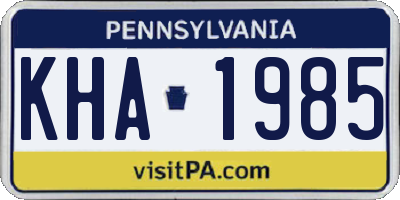 PA license plate KHA1985