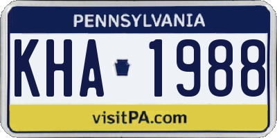 PA license plate KHA1988