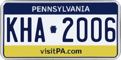 PA license plate KHA2006