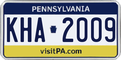 PA license plate KHA2009