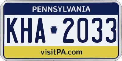 PA license plate KHA2033
