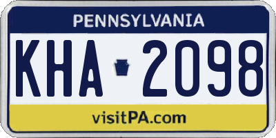 PA license plate KHA2098